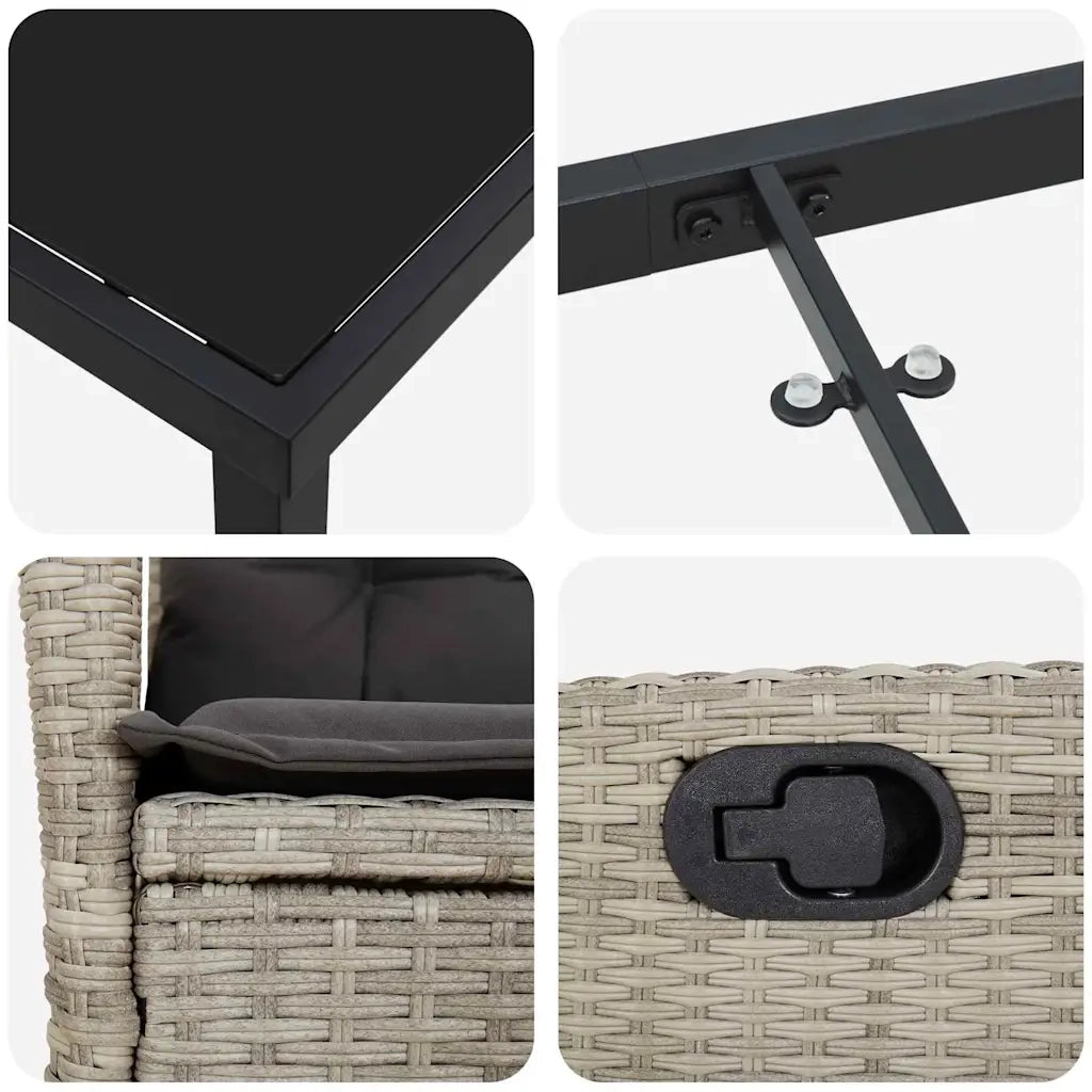 Set da Pranzo per Giardino 5 pcs Grigio chiaro polyrattan 3380520
