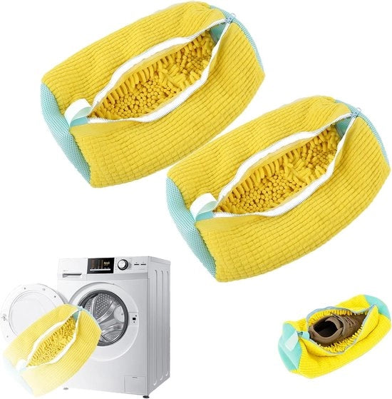 Set di pulizia per scarpe, sacchetto di lavaggio per lavatrici, sacchetto di reimpiego per lavatrici-scarpe, sacchetto di pulizia per scarpe, per tutti i tipi di scarpe (lotto da 2, giallo)