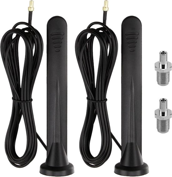 2 pezzi di Antenne Esterna - 5G 4G LTE Antenna a Suction Cup - Amplificatore Omnidirezionale 15dBi - Impermeabile per Interno ed Esterno - Jack SMA e Porta TS9 - Base Magnetica