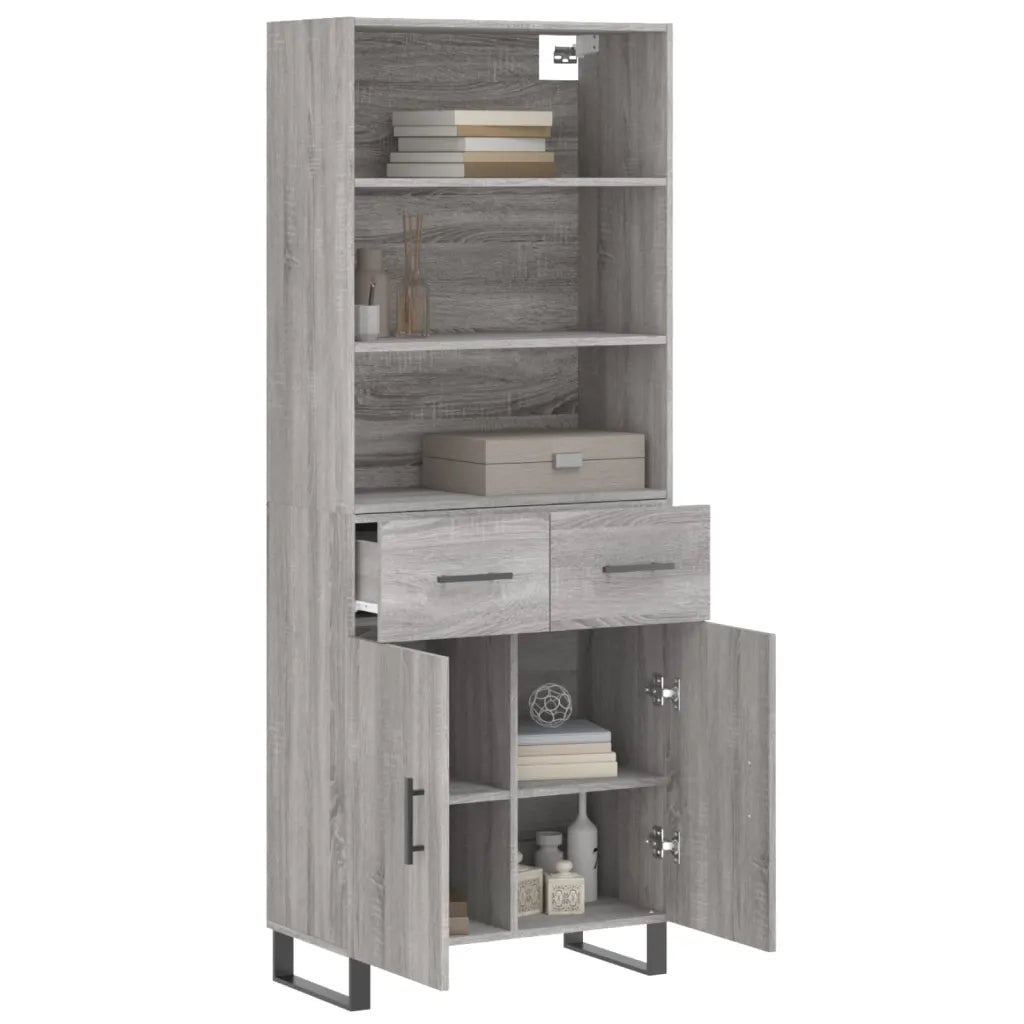 Credenza-Buffet-Armadio da cucina Grigio Sonoma 69,5x34x180 cm in Legno Multistrato 624227