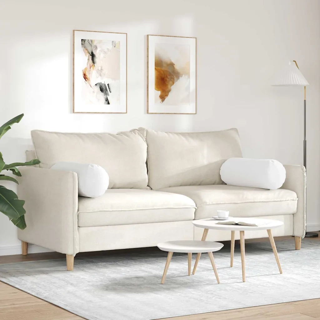Cuscini a rullo 2 pcs Bianco Ø 25 x 70 cm Tessuto