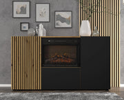 Mobile madia Auris cm 148.8x42x82h soggiorno con caminetto rovere.