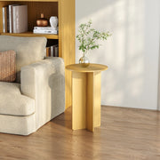 Tavolino Laterale Vappevn con Piano Rotondo 60 x Ø40 cm - Effetto Rovere [en.casa]