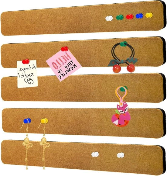 Set di 5 Tavole di Cork con 40 Spilli Push - Decorazione per Parete per Note, Foto e Documenti