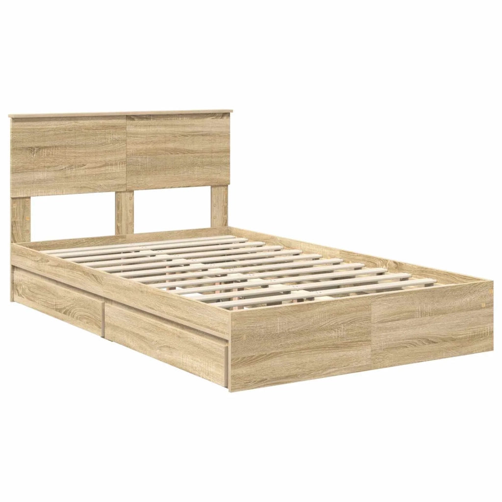 Letto con Contenitore con testiera Rovere Sonoma 120 x 200 cm