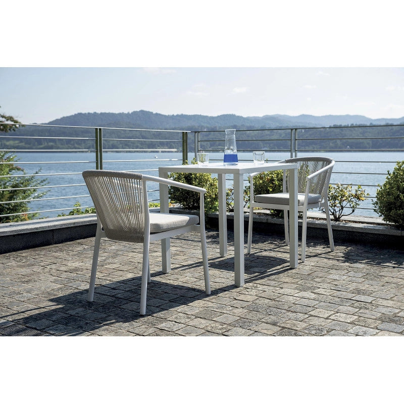 Sedia Verona Contract In Alluminio Bianco E Corda Per Esterni Beige Moia