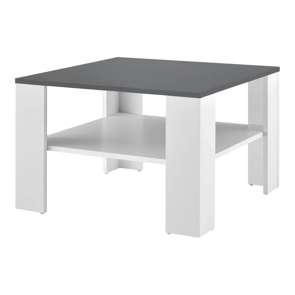 Tavolino da salotto 60 x 60 x 40 cm bianco e grigio scuro 03_0008433