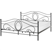 Letto in metallo Nero 180 x 200 cm con testiera a doghe e pediera retrò vintage