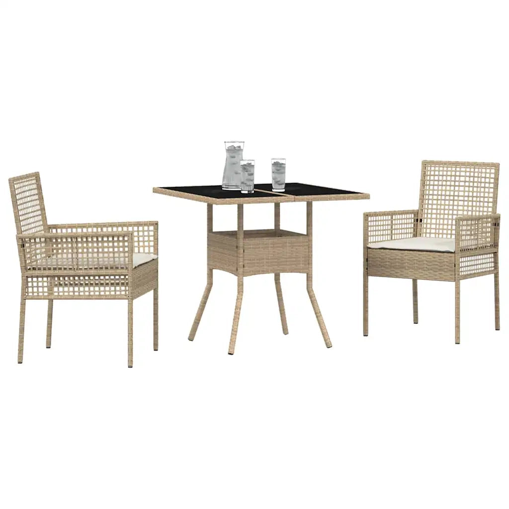 Set da Pranzo per Giardino 3 pcs Beige polyrattan 3334931