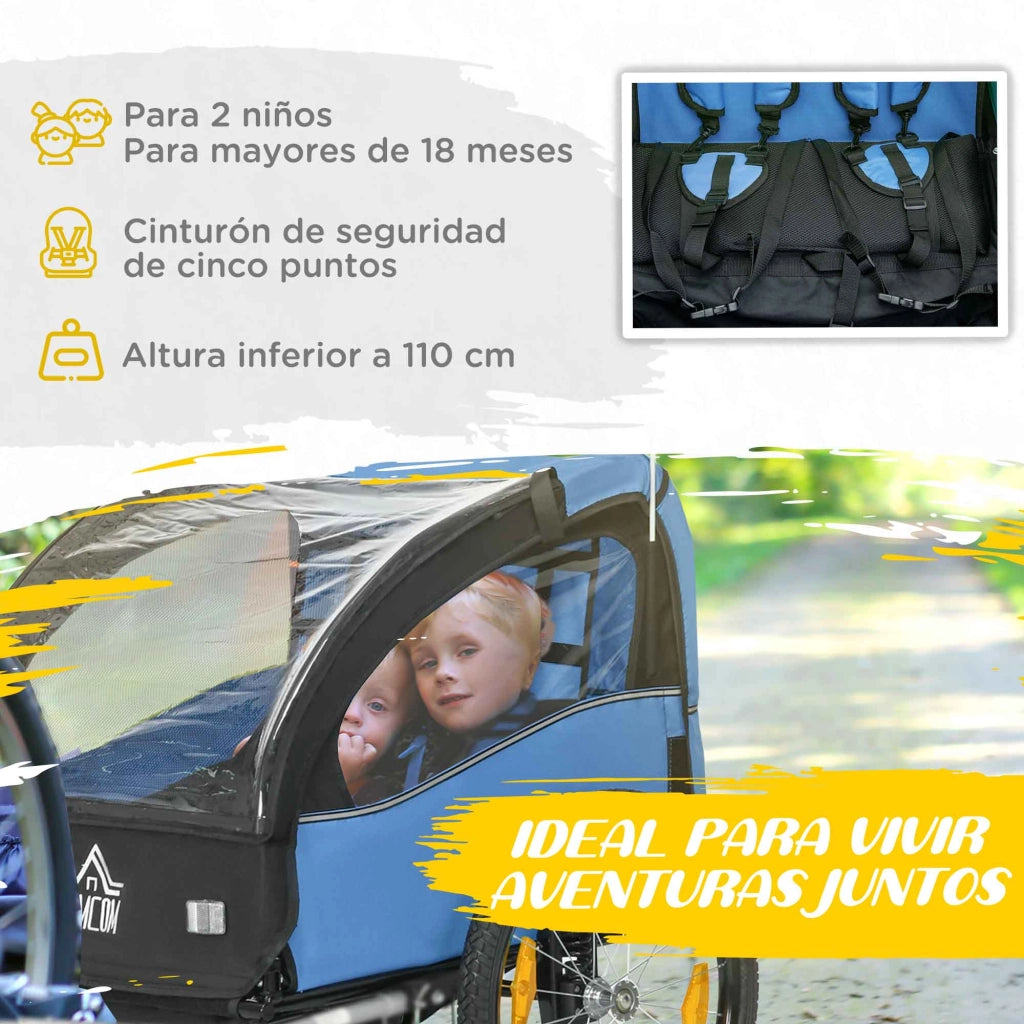 Carrello Bici Bambini con Sicurezza e Ammortizzatore ¨C Zephmum ¨C Blu