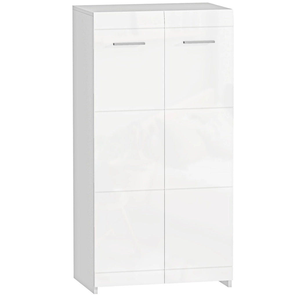 Scarpiera da Ingresso 55x36x108 cm Moderna con 5 Ripiani Regolabili in Legno Bianco Lucido