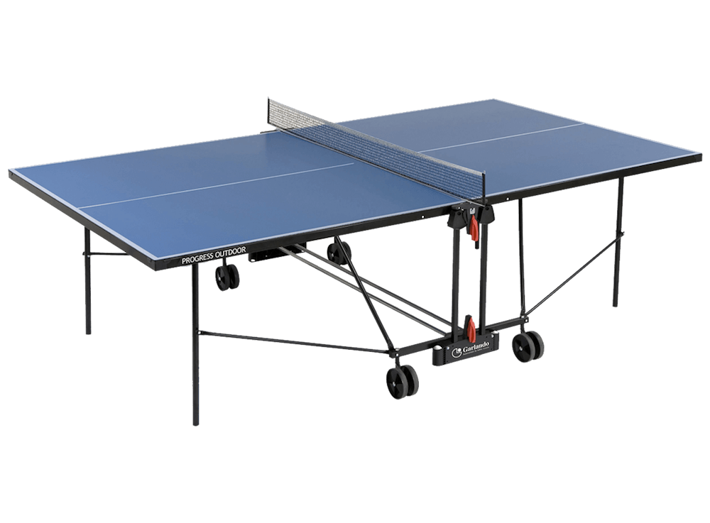 Tavolo da Pin Pong con Piano Blu e Ruote per Esterno Garlando Progress Outdoor