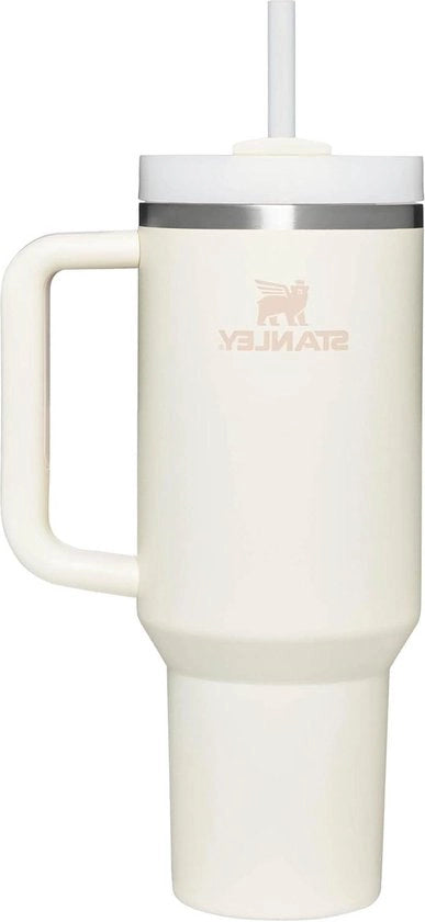 Tumbler 1,2L - 11 Ore Freddo - 48 Ore con Ghiaccio - Bicchiere con Manico di Giunco e Coperchio - Lavabile in Lavastoviglie - Bicchiere Termico per Bevande Calde o Fredde - Tonalità Cremo