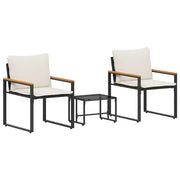 Set di Mobili con cuscino 3 pz | Set Salotto da Giardino Nero e Bianco Crema Rattan