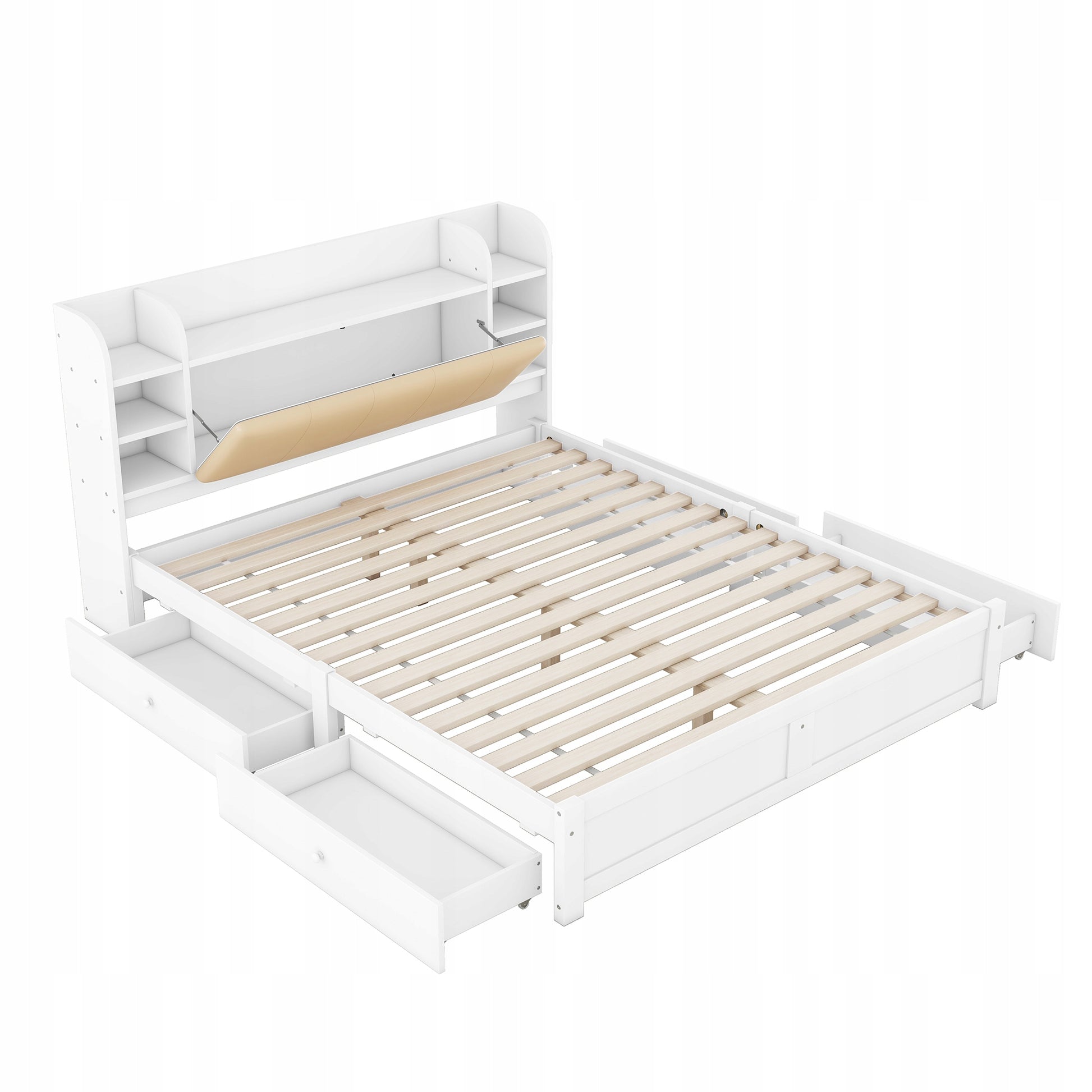 Letto matrimoniale con testiera - Xylo - 180x200 - Bianco - 4 cassetti