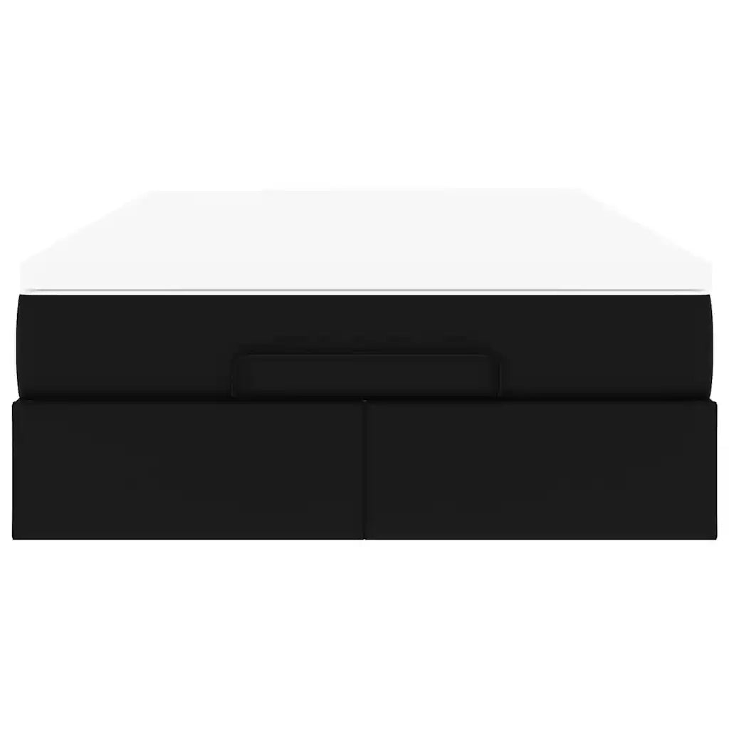 Struttura Letto Pouf con Materasso Nero 120x190 cm Similpelle