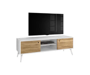 Porta tv in legno abete spazzolato naturale/bianco 160x45x55 (885) - Mobili 2G