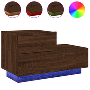 Comodino | Armadio da Notte | Mobiletto da notte con Luci LED Rovere Marrone 70x36x40,5 cm