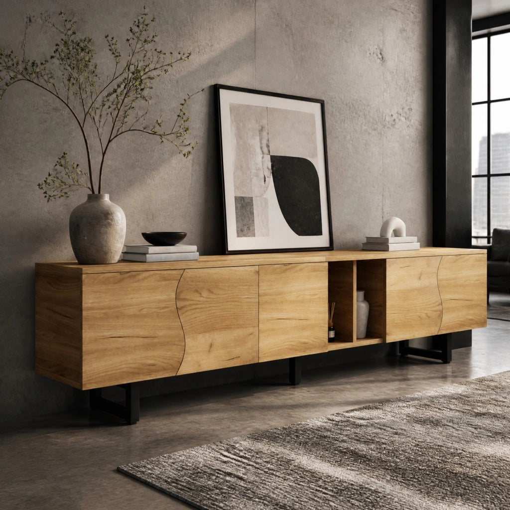MOBILE TV 191x38x46,5 cm in MDF e Truciolare Naturale