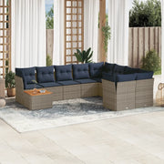 Set Divani da Giardino 10 pz con Cuscini Grigio in Polyrattan 3256159