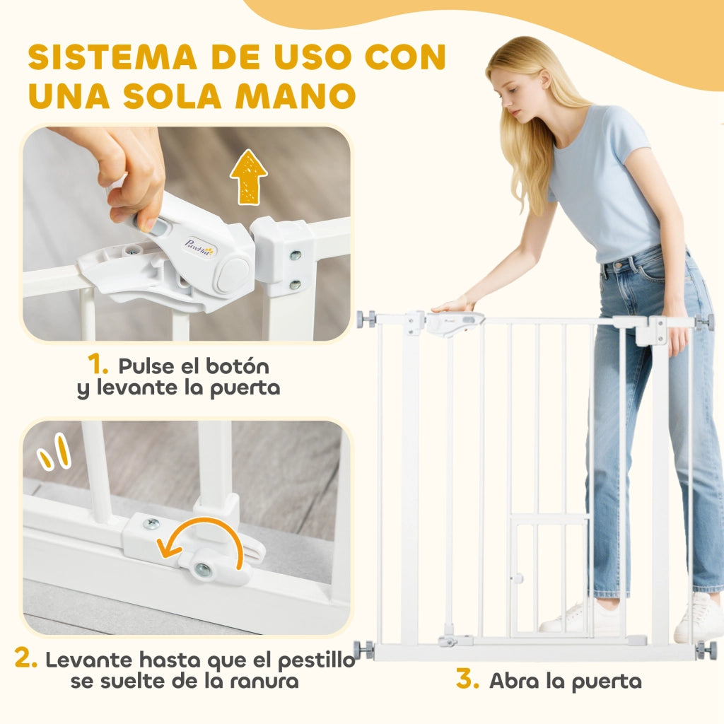 Barriera di sicurezza estensibile con porta e chiusura automatica ¨C zephmum ¨C 74-80x76.2 cm bianco