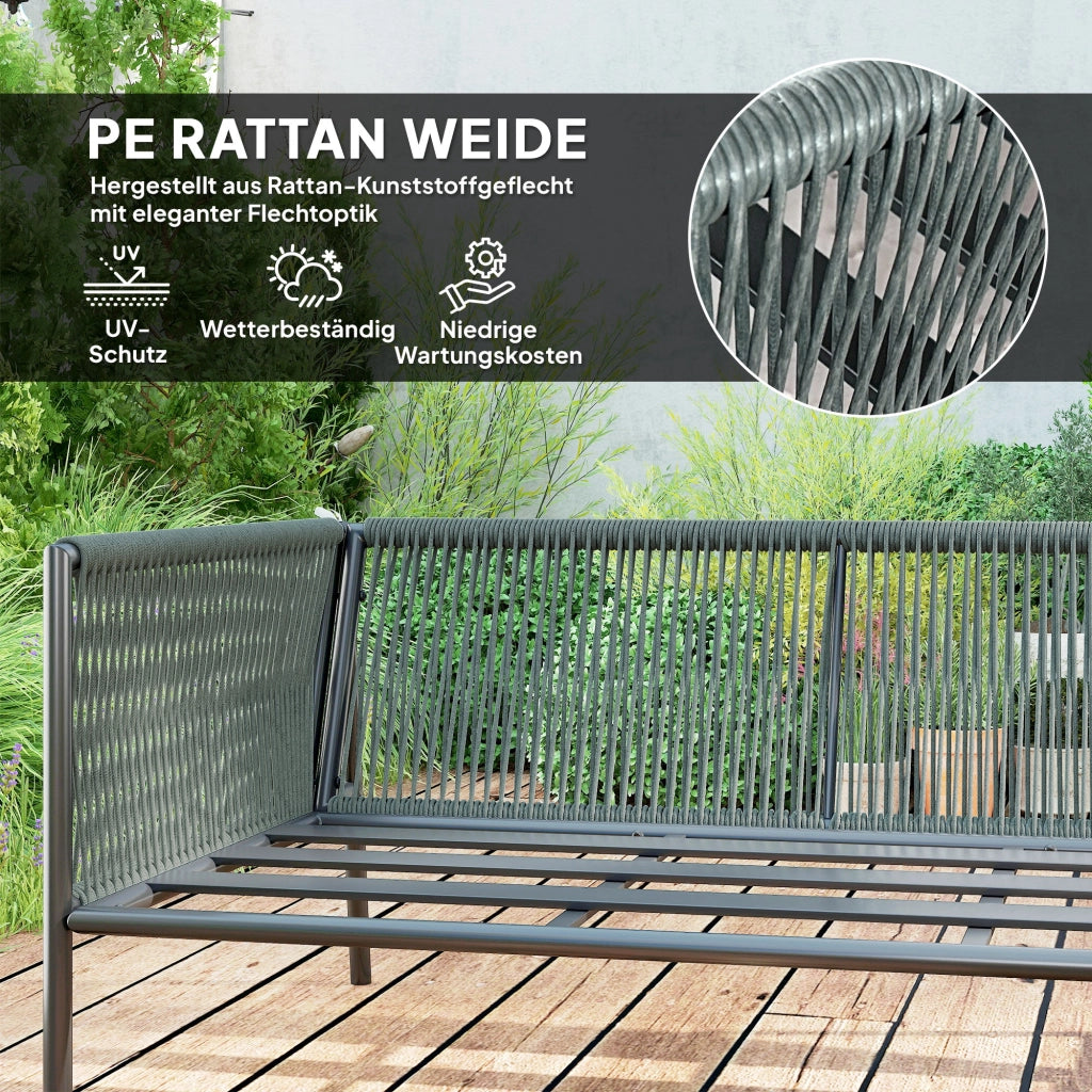 Set Divano Angolare Tavolo Cuscini Polyrattan ¨C zephmum ¨C Grigio Scuro per 6 Persone