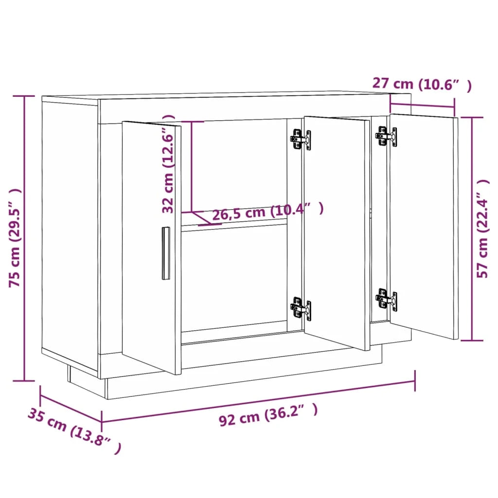 Buffet credenza cassettiera armadio mobile contenitore organizer cucina soggiorno salotto Sonoma 92 x 35 x 75 cm legno ingegnerizzato grigio 02_0036558