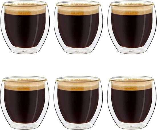 Set di bicchieri per espresso da 6 pezzi - 100 ml bicchieri termici con effetto galleggiante