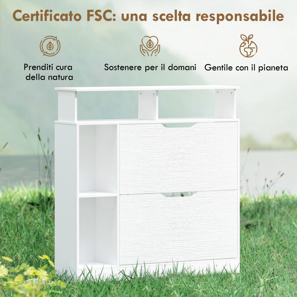 Scarpiera Salvaspazio con Divisori Regolabili ¨C Zephmum ¨C Bianco