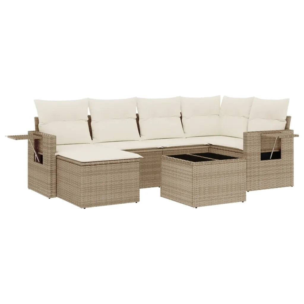 Set Divani da Giardino 7 pz con Cuscini Beige in Polyrattancod mxl 113270