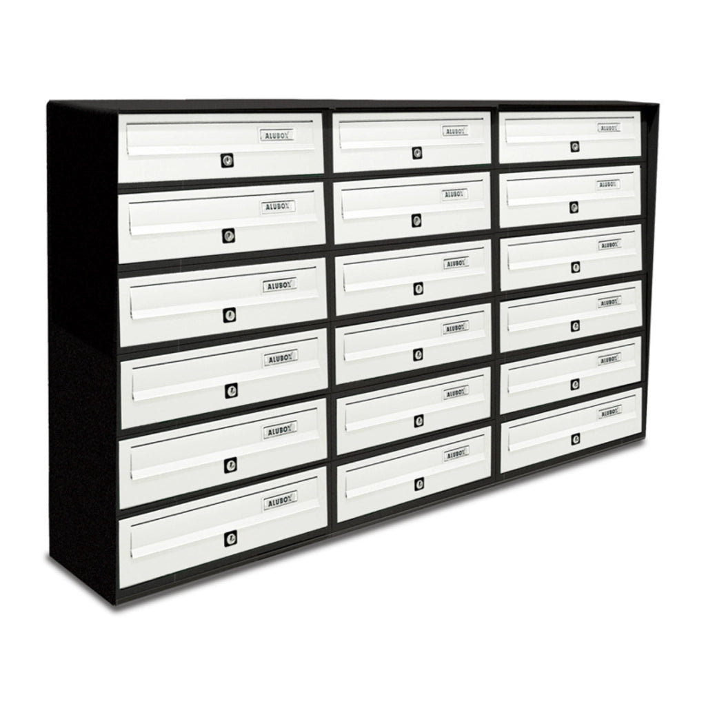 ALUBOX SLIM Cassette Postali Condominiali 18 Posti 75X116X30 Cm In Lamiera Zincata E Alluminio Cassetta Postale Da Esterno Condominiale Sistema Anti Prelievo Resistente All'Acqua