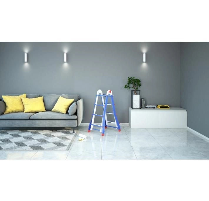 Colombo Scala PRATIC 4+5 In Acciaio Altezza Massima 4,3 M Gradini Zigrinati Piedini Antisdrucciolevoli