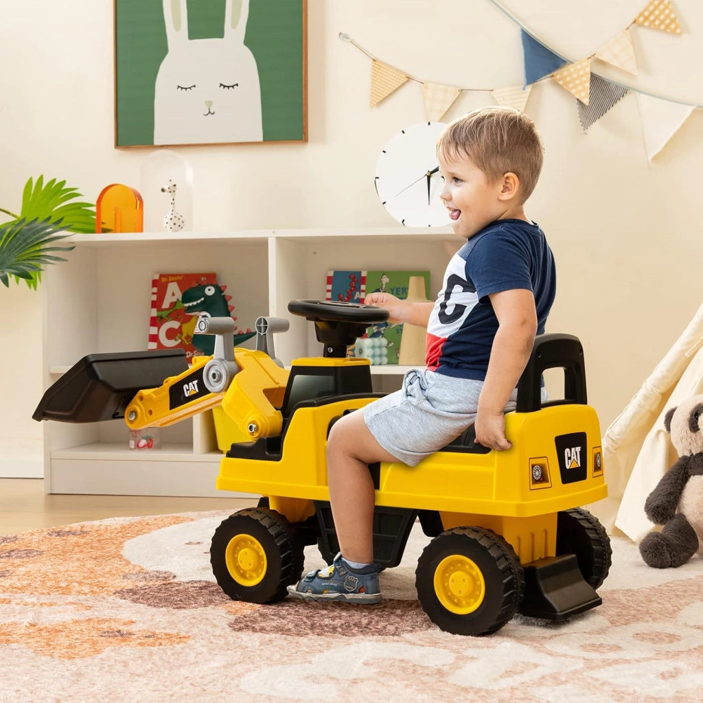 Ruspa Giocattolo per Bambini, Escavatore Cavalcabile a Spinta con Benna Regolabile, Clacson e Spazio di Archiviazione, Pneumatici Anti-scivolo, Regalo per Bambini 1-3 Anni (Stile 3)