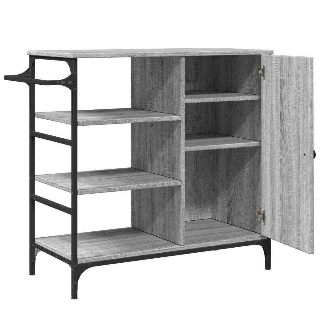 Carrello da Cucina Grigio Sonoma 87,5x38,5x84,5 cm Multistrato 842389