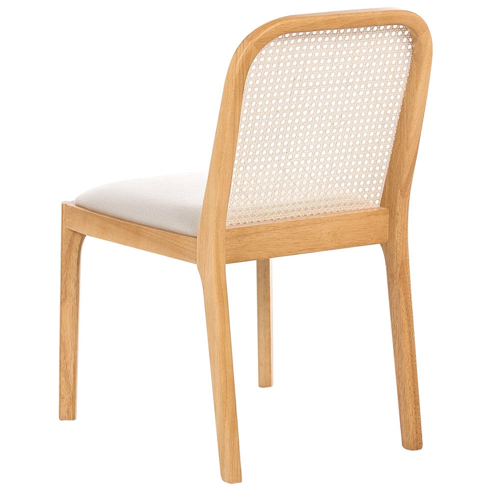 Set di 2 Sedie da pranzo in rattan a treccia viennese Schienale in poliestere Seduta in gomma Telaio in legno senza braccioli Marrone chiaro