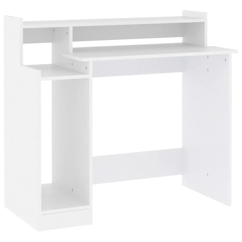 Scrivania per computer postazione di lavoro mobile da studio con luci a LED 97 x 45 x 90 cm legno ingegnerizzato bianco 02_0023411