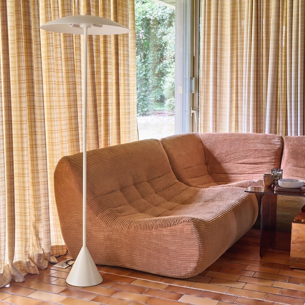 Lampada da terra per interni in metallo, ø50cm, beige