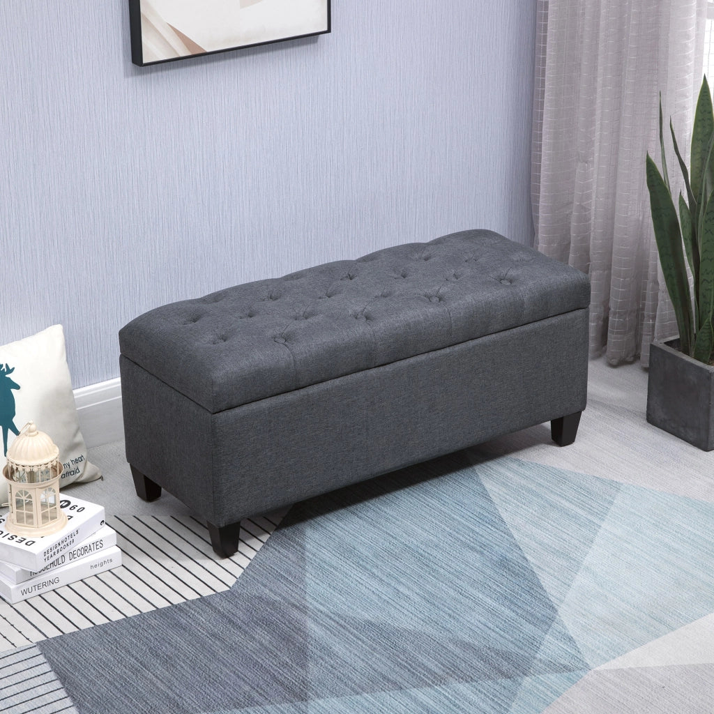 Pouf contenitore per salotto camera ingresso ¨C zephmum ¨C 100x40x44 cm grigio scuro