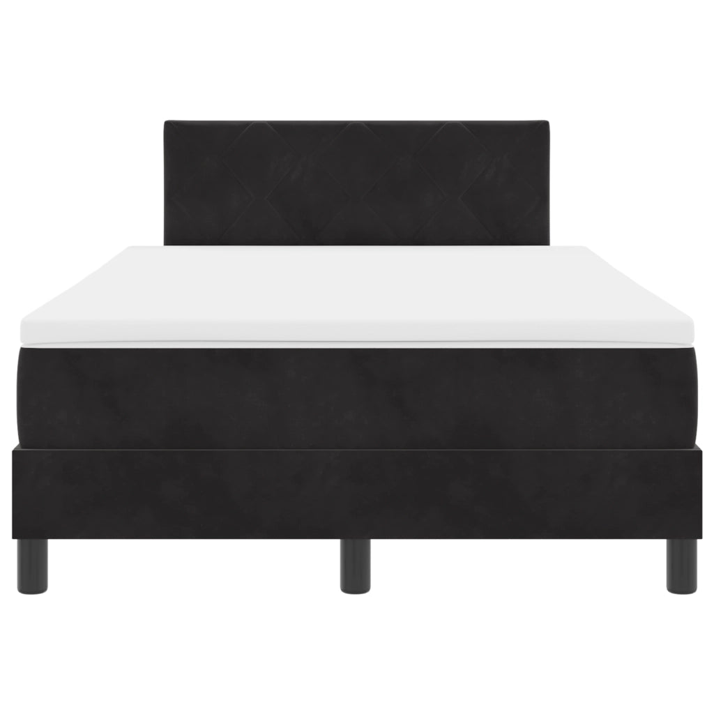 Letto Box Spring con Materasso e LED Nero 120x190 cm Velluto