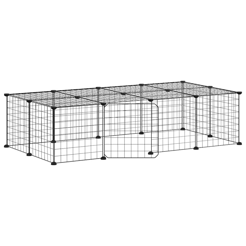 Gabbia per animali domestici a 20 pannelli con porta 35 x 35 cm nera 02_0041568