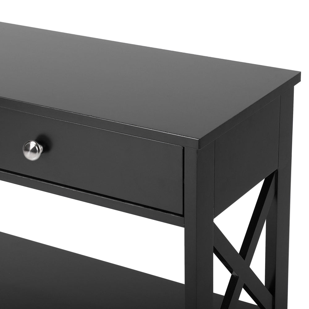 Console Madia credenza Nera 80 x 100 x 30 cm credenza 1 Cassetto 2 Ripiani Country