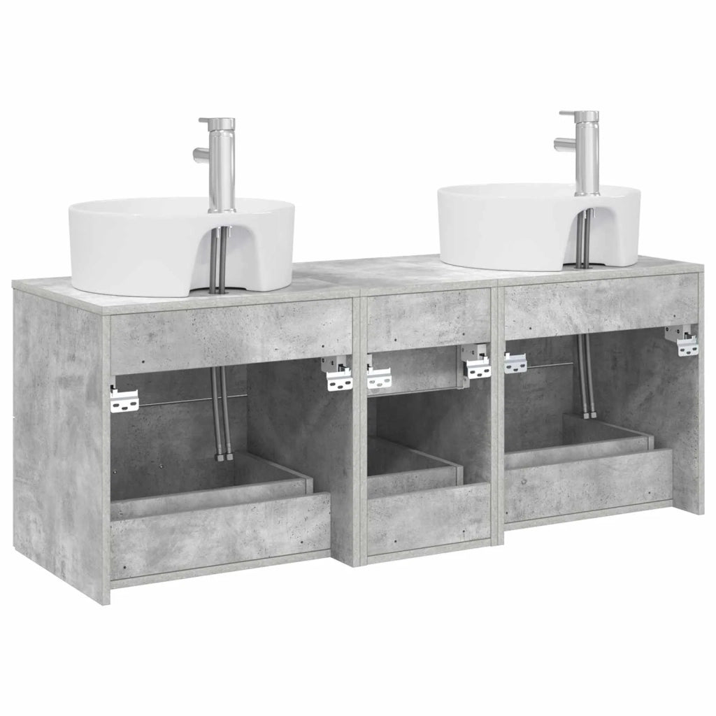 Set di mobili per il bagno 3 pz Grigio Cemento 3405886