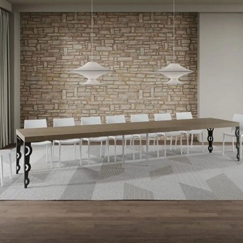 Tavolo allungabile 160/420x90 cm Karamay Premium tortora gambe antracite