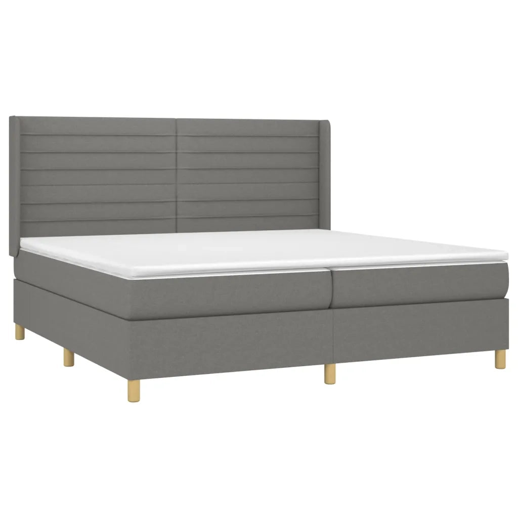 Giroletto a Molle con Materasso Grigio Scuro 200x200 cm Tessuto 3132098