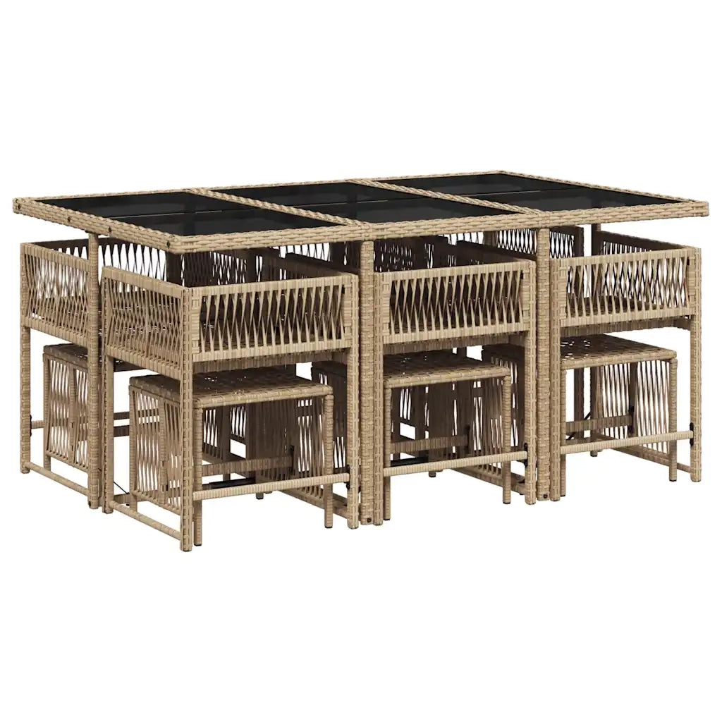 Set Pranzo da Giardino 11 pz con Cuscini Beige Misto Polyrattan 3211512