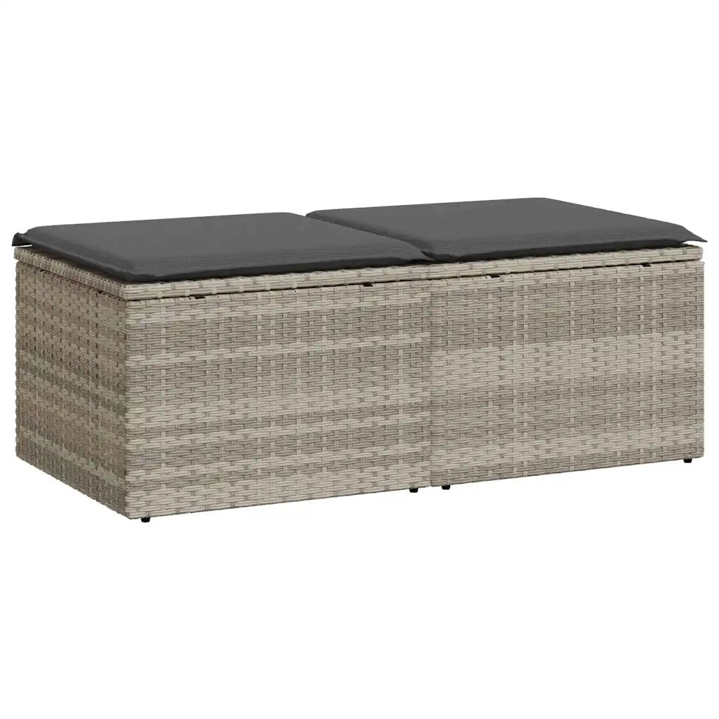 Divano Giardino 2pz con Cuscini-Sofa da Giardino-Divanetto da esterno Grigio Chiaro Polyrattan Acacia 860811