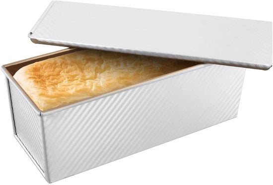 Forma per pane 1000 g con coperchio - Forma per pane in alluminio - Antiaderente - Fori di ventilazione - 34 x 13,5 x 12 cm - Distribuzione uniforme di calore - Forma per pane