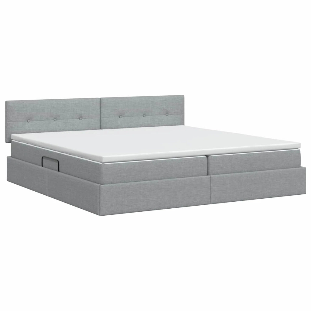 Letto con contenitore e materasso Grigio Chiaro 200 x 200 cm 3458643