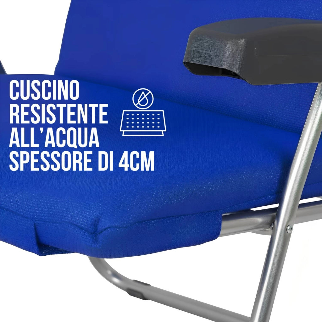 Marvin Sdraio da Giardino in Alluminio Reclinabile in 5 Posizioni Hawaii, Poltrona Sedia Sdraio con Cuscino Imbottito 4c