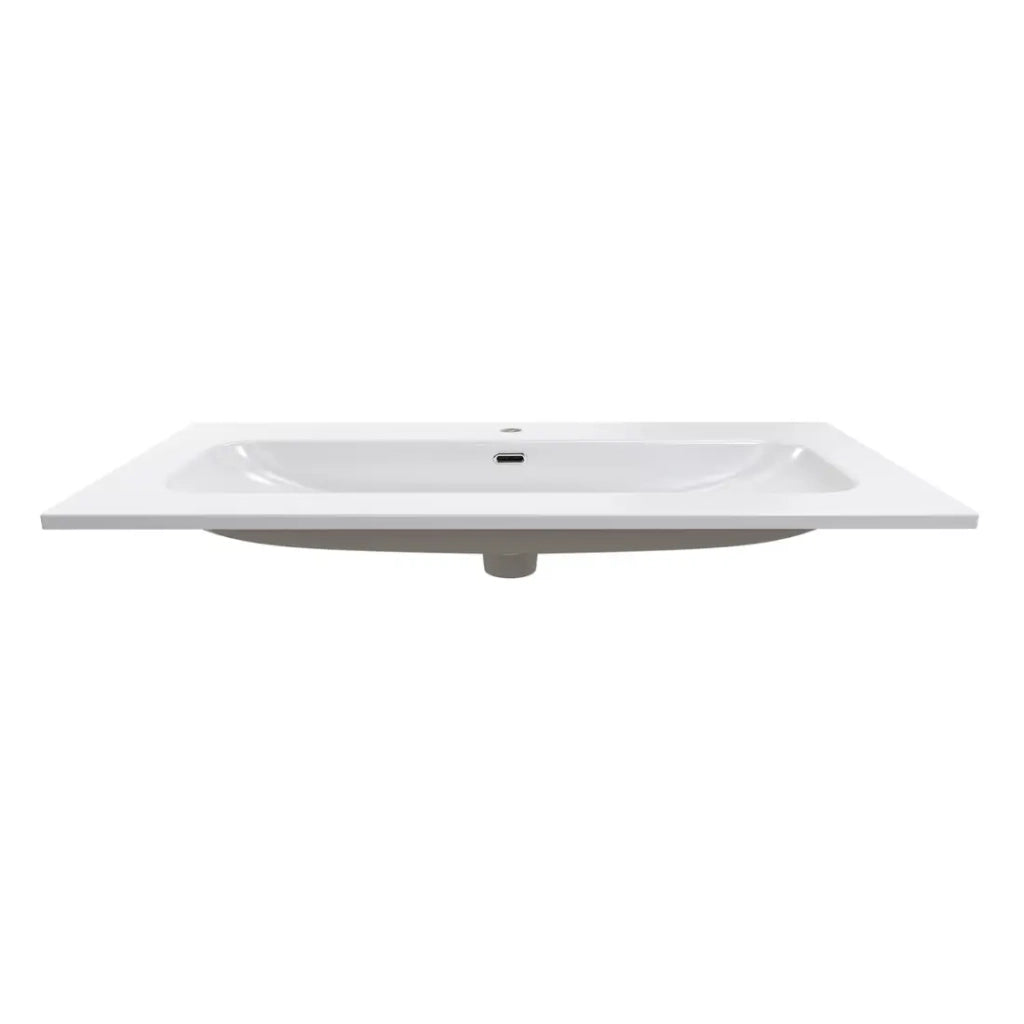 Lavabo da incasso LARGO 100 cm in ceramica bianca lucida